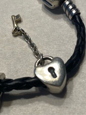 Vintage Pandora 925 Ale 14k Gold Key Heart Padlock Charm TwoTone Aesthetic YZK